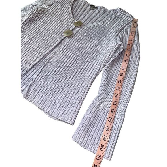 J.Jill 100% Cotton Lilac Knit 2 Button Front Mini Bell Sleeve sweater - Picture 8 of 11